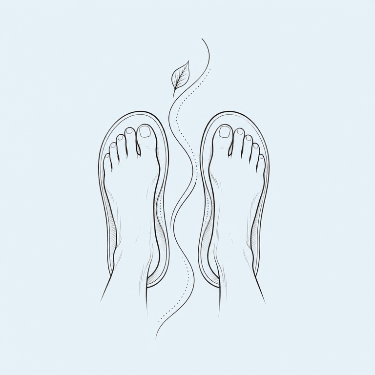 Line-and-watercolor illustration representing individualized custom orthotics and gait support