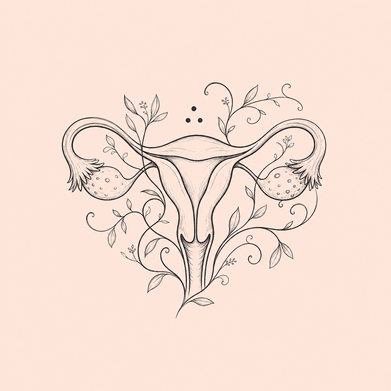 Line-and-watercolor illustration representing whole-body endometriosis support